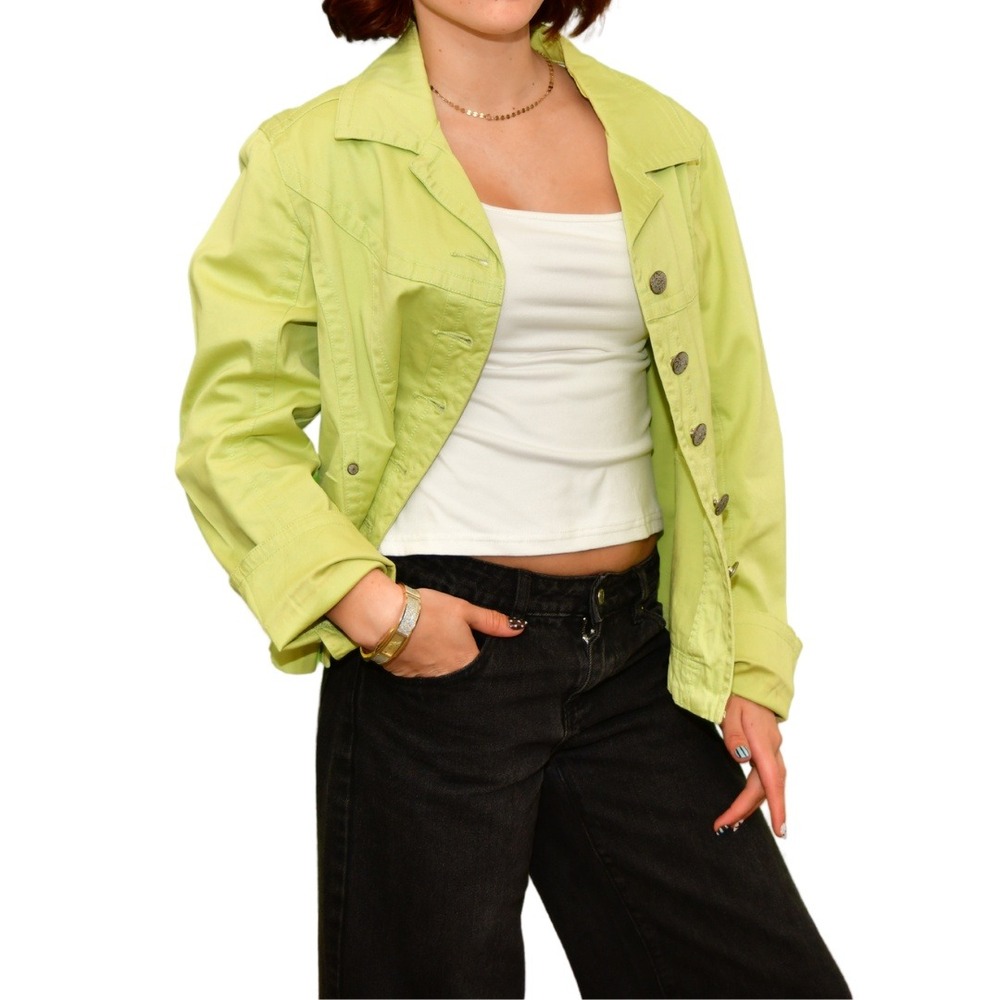 Tria Light Green Denim Utility Jacket – Size L